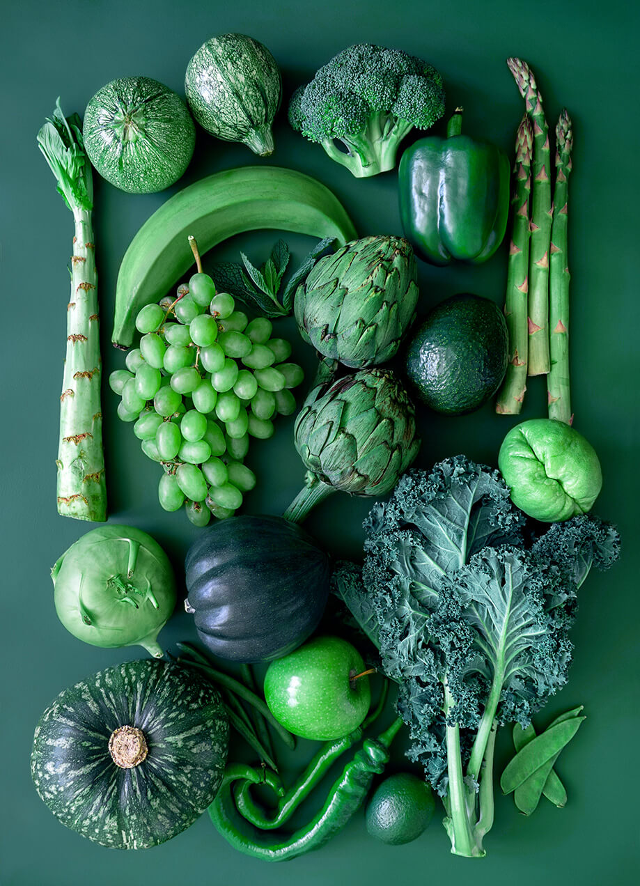 Blog-Artikel Bild - grünes Obst und Gemüse in Draufsicht