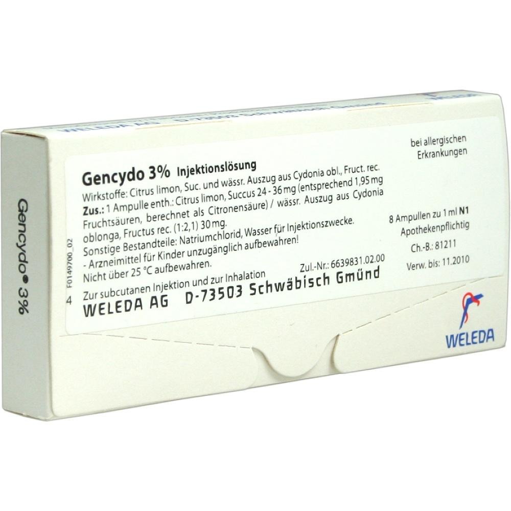 Gencydo 3% Injektionslösung, 8 St.
