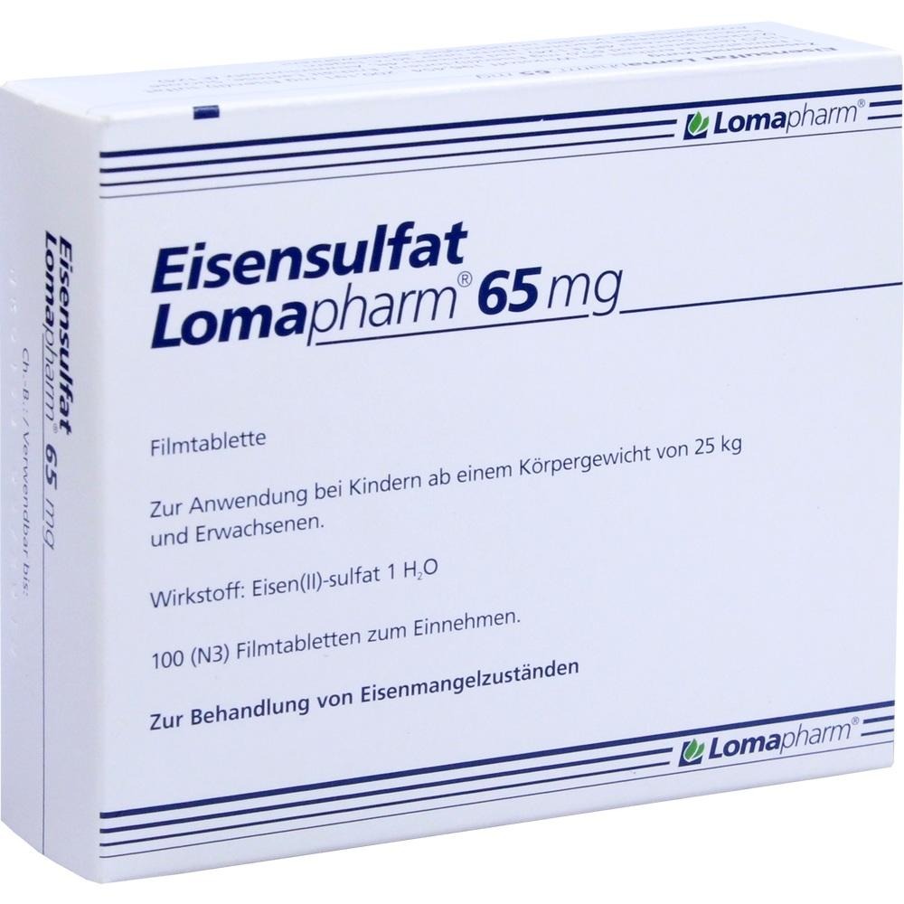 Eisensulfat Lomapharm 65 mg überzogene T, 100 St.