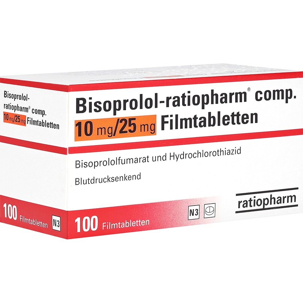 Bisoprolol-ratiopharm Comp.10 Mg/25 mg F, 100 St.