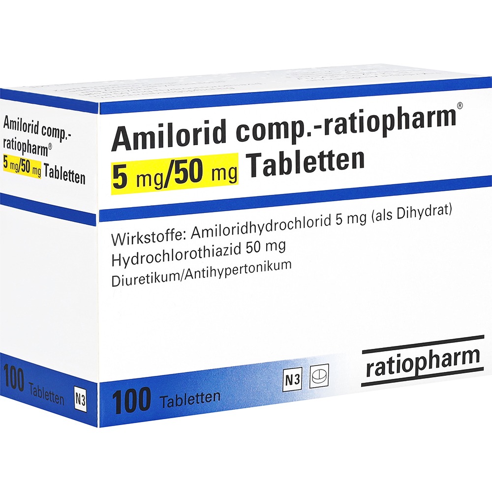 Amilorid Comp.-ratiopharm 5 mg/50 mg Tab, 100 St.