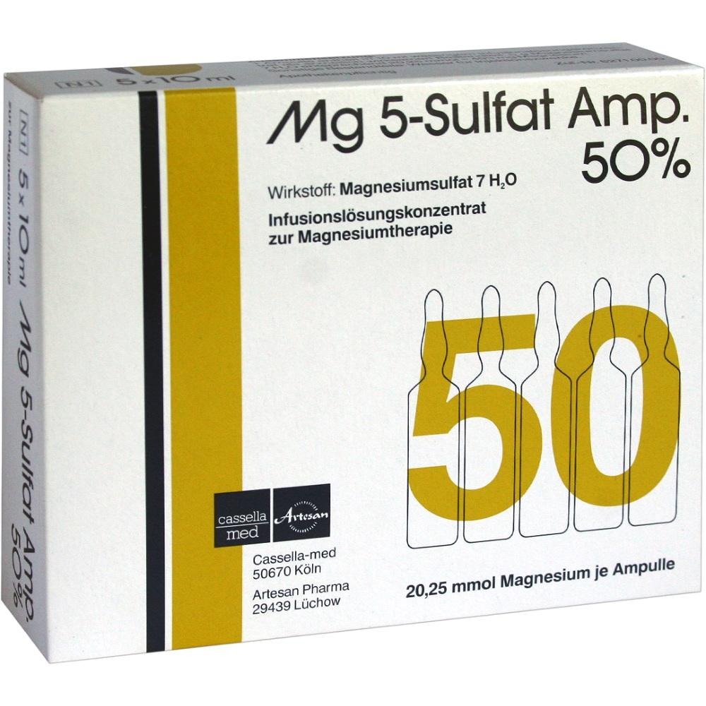 MG 5 Sulfat Amp. 50% Infusionslösungskon, 5 St.