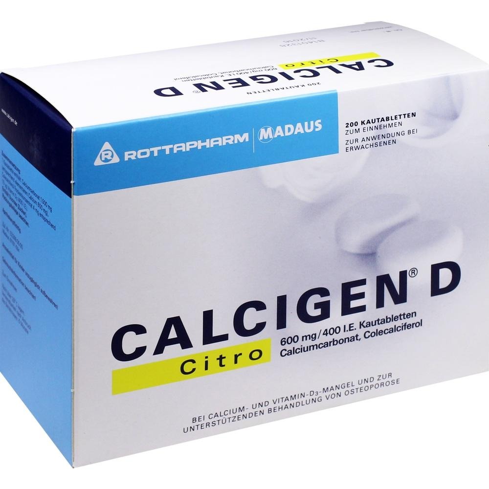 Calcigen D Citro 600 mg/400 I.E., 200 St.