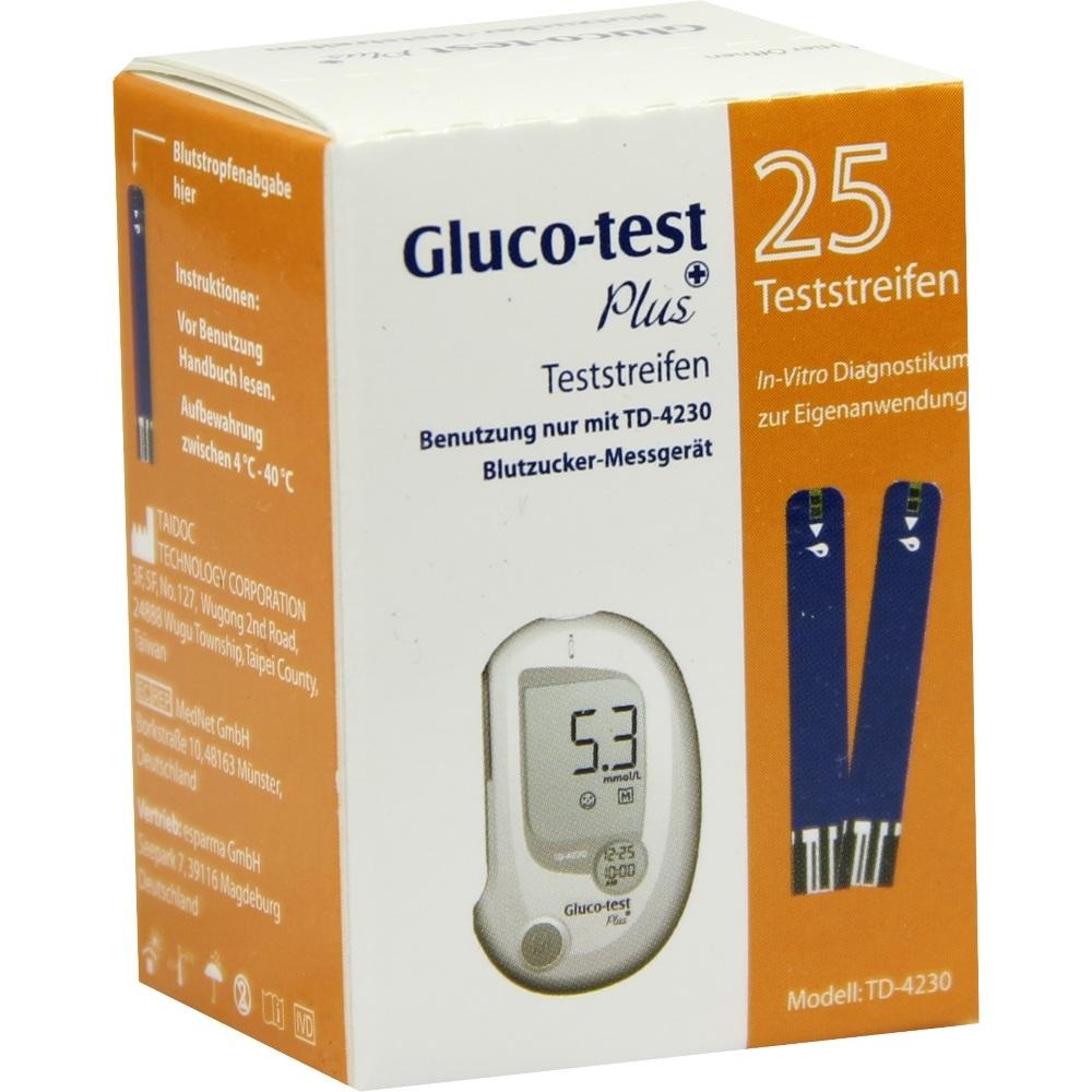 Gluco TEST Plus Blutzuckerteststreifen, 25 St.