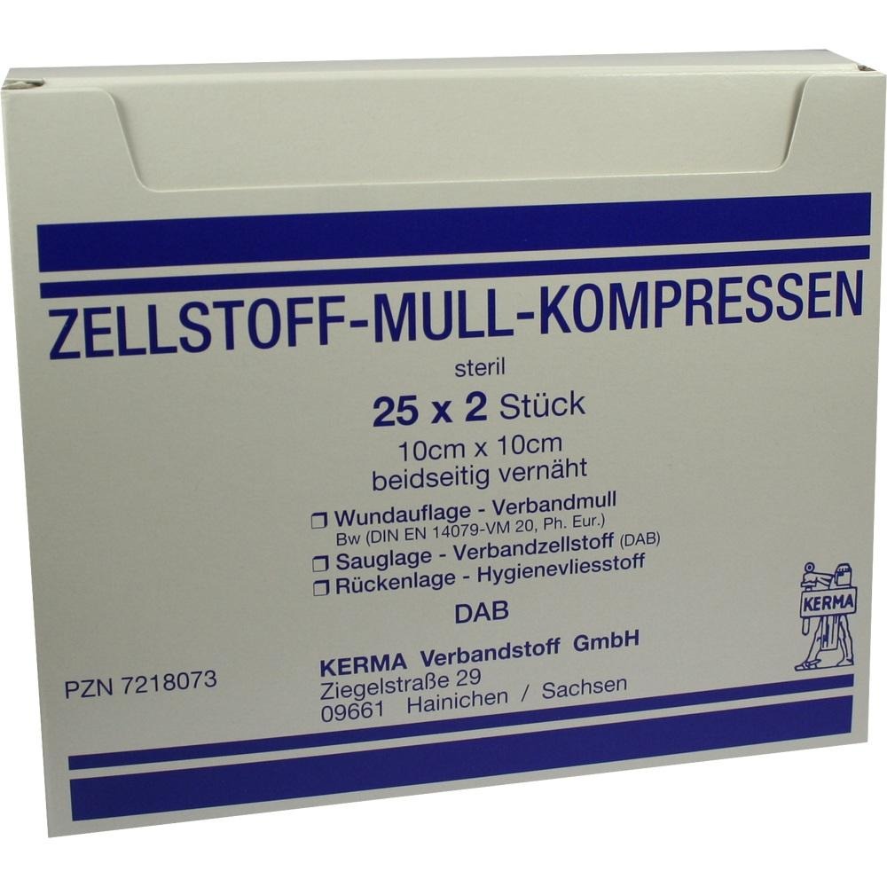 Zellstoff Mullkompressen 10x10 cm steril, 25 x 2 St.