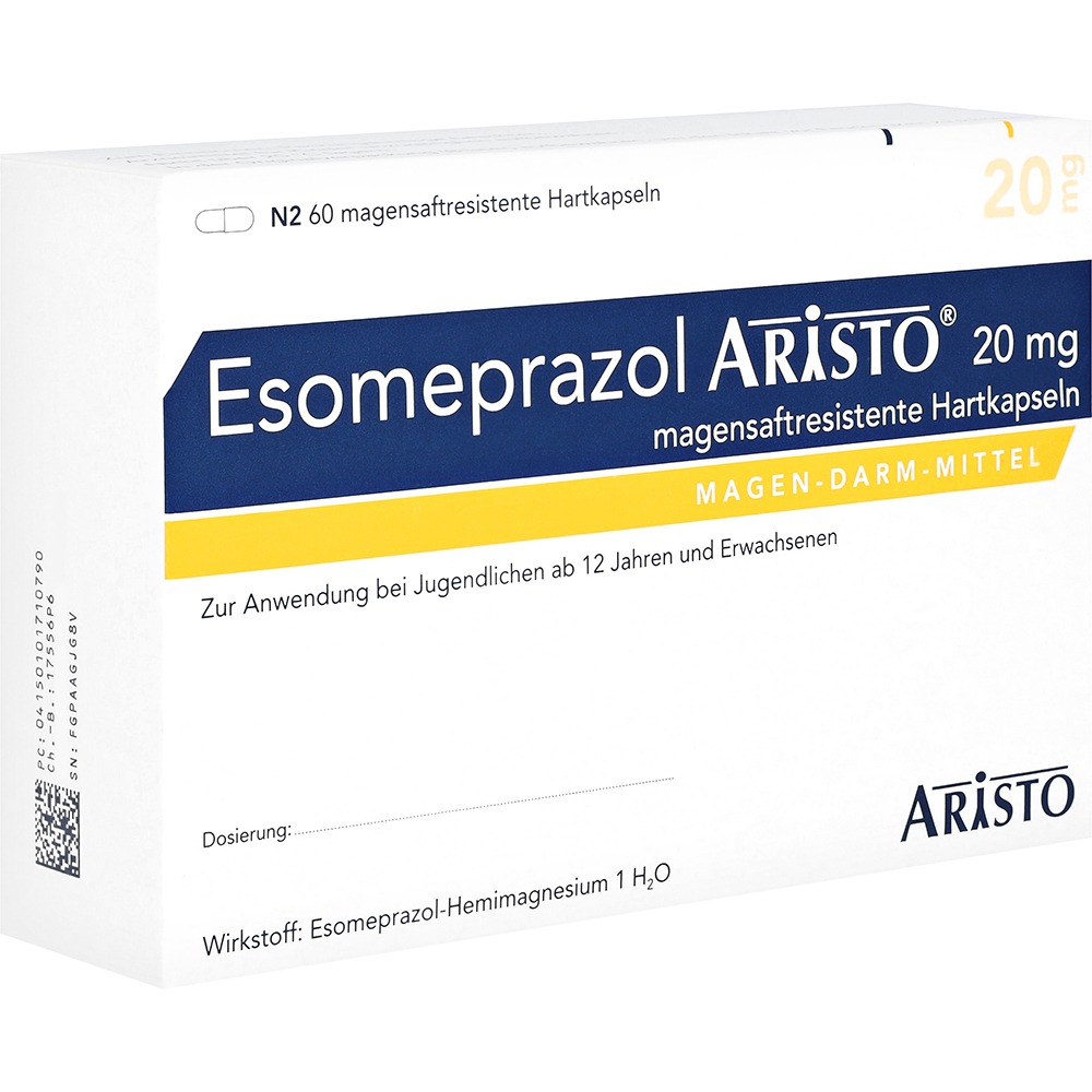 Esomeprazol Aristo 20 mg magensaftres.Ha, 60 St.