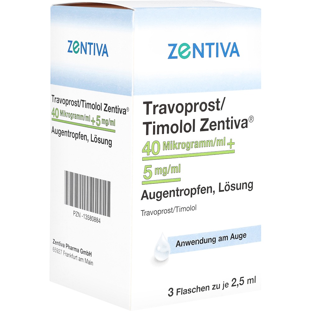 Travoprost/timolol Zentiva 40 µg+5 mg Au, 3 x 2,5 ml