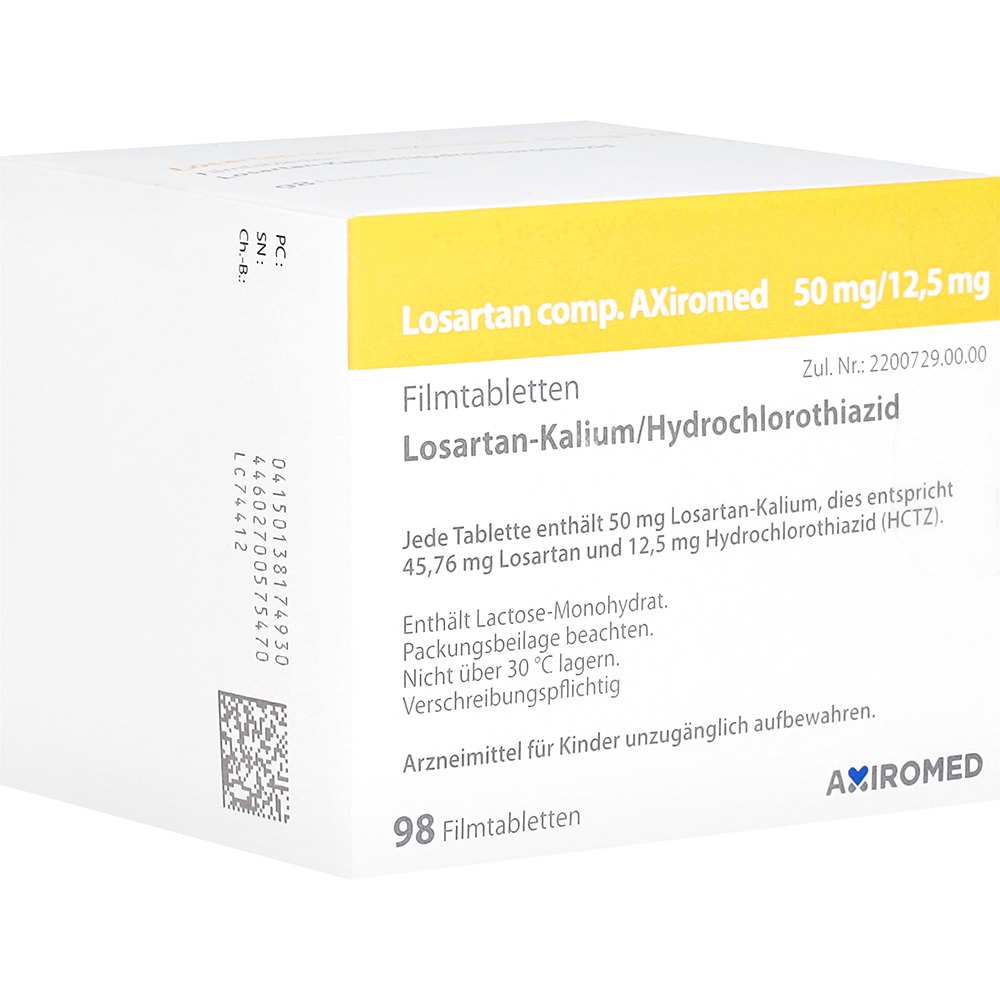 Losartan Comp. Axiromed 50 mg/12,5 mg Fi, 98 St.