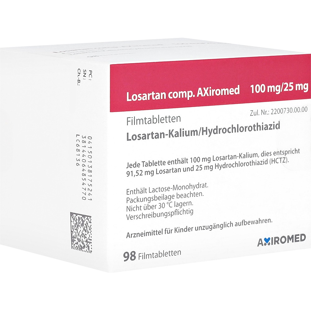 Losartan Comp. Axiromed 100 mg/25 mg Fil, 98 St.