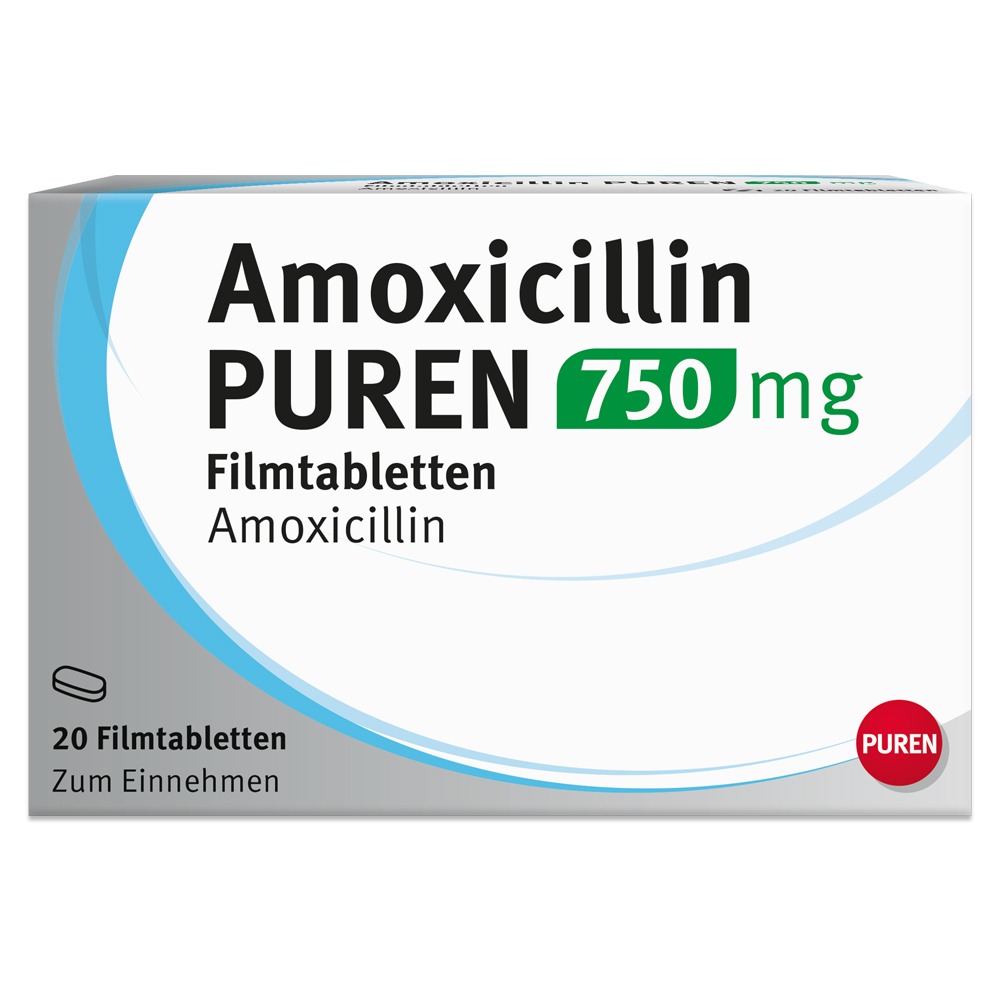 Amoxicillin Puren 750 mg Filmtabletten, 20 St.