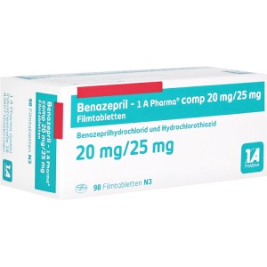Abbildung: Benazepril-1a Pharma Comp.20/25mg Filmta, 98 St.