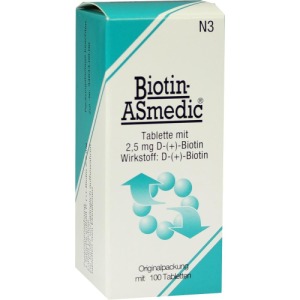 Abbildung: Biotin Asmedic 2,5 mg Tabletten, 100 St.