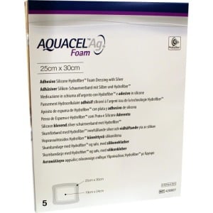 Aquacel Ag Foam adhäsiv 25x30 cm Verband, 5 St.