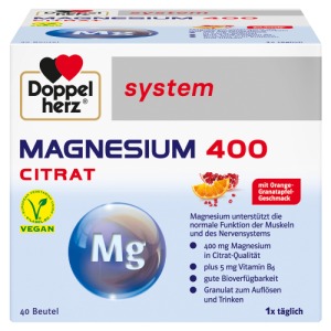 Abbildung: Doppelherz system Magnesium 400 Citrat mit Orange-Granatapfel-Geschmack, 40 St.