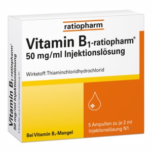 Abbildung: Vitamin B1 ratiopharm 50mg/ml Injektionslösung, 5 x 2 ml