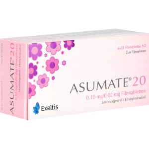 Abbildung: Asumate 20 0,1 mg/0,02 mg Filmtabletten, 6 x 21 St.