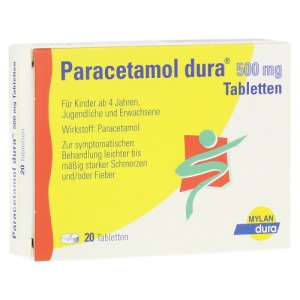 Abbildung: Paracetamol dura 500 mg Tabletten, 20 St.