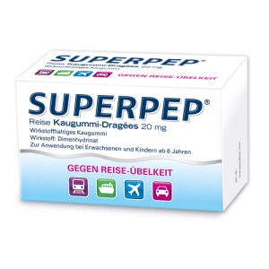 Abbildung: Superpep Reise Kaugummi Dragees 20 mg, 20 St.