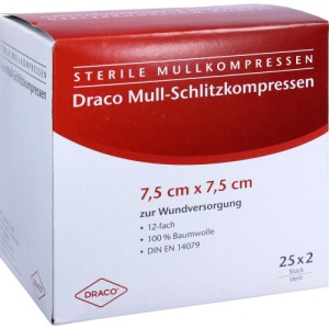 Schlitzkompressen Mull 7,5x7,5 cm steril 25X2 St