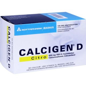 Calcigen D Citro 600 mg/400 I.E. 120 St