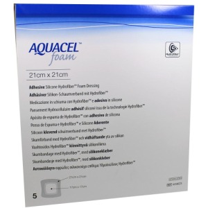 Aquacel Foam Adhäsiv 21x21 cm Verband 5 St