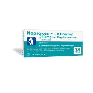 Abbildung: Naproxen 1 A Pharma 250 mg bei Regelschmerzen, 30 St.