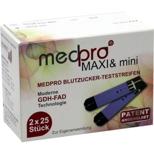 Medpro Maxi & mini Blutzucker-Teststreif 2X25 St