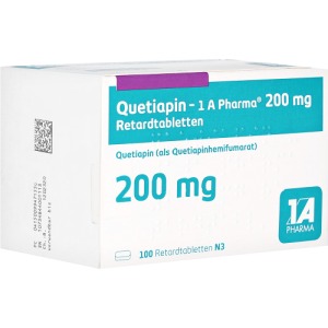 Abbildung: Quetiapin-1a Pharma 200 mg Retardtablett, 100 St.