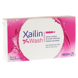 Abbildung: Xailin Wash Augenspüllösung in Einzeldos, 20 x 5 ml