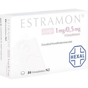 Abbildung: Estramon comp 1 mg/0,5 mg Filmtabletten, 3 x 28 St.