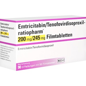 Abbildung: Emtricitabin/tenofovirdisoproxil-ratio 2, 3 x 30 St.