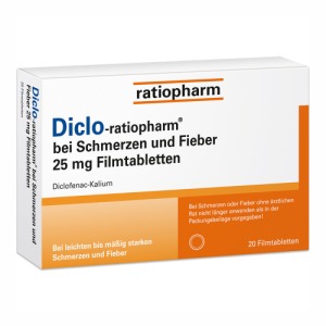 Abbildung: Diclo-ratiopharm bei Schmerzen u.Fieber, 20 St.