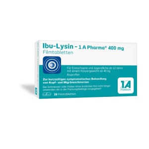 Abbildung: Ibu-Lysin - 1 A Pharma® 400 mg Filmtabletten, 20 St.