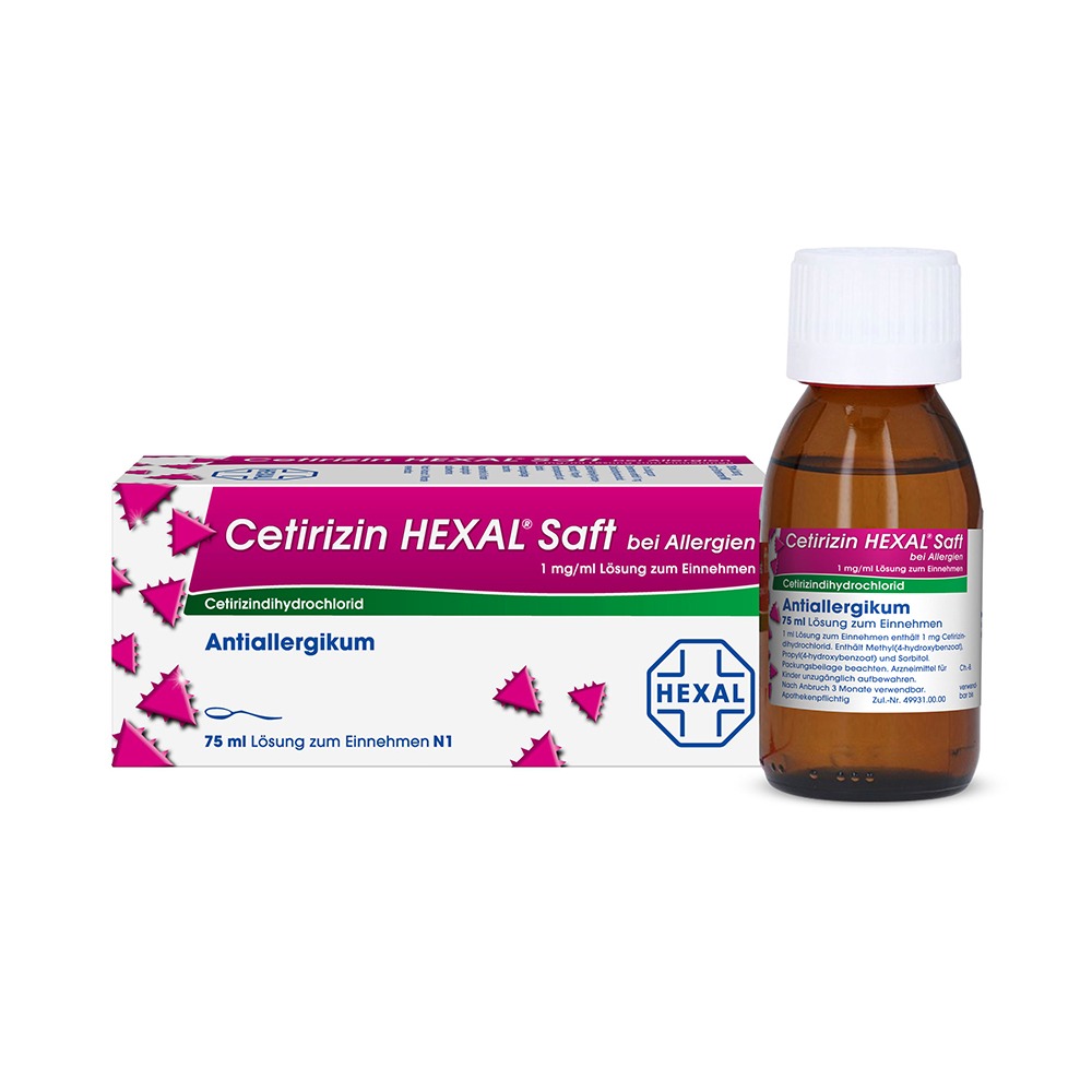 Cetirizin HEXAL Saft bei Allergien 75 ml