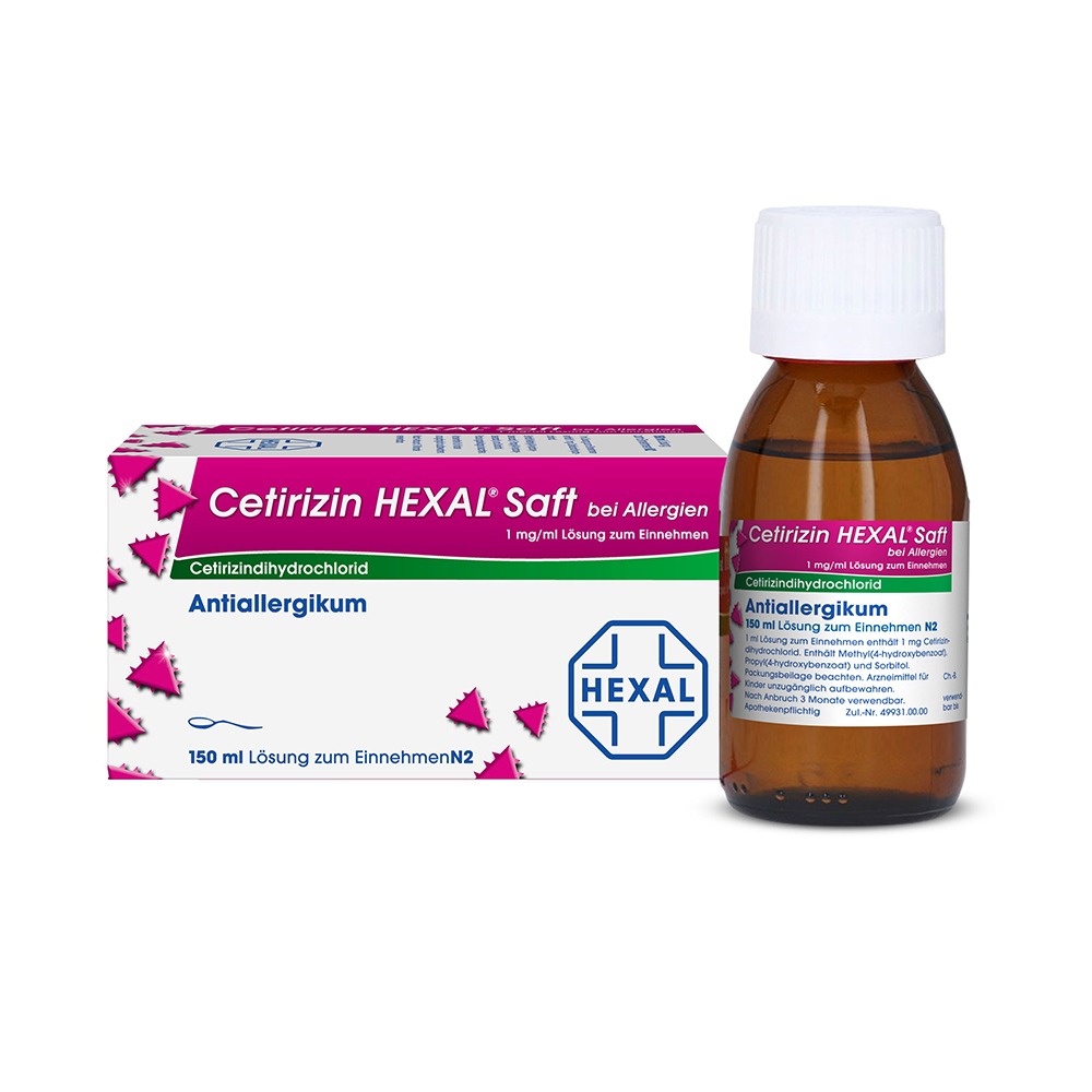 Cetirizin HEXAL Saft bei Allergien 150 ml
