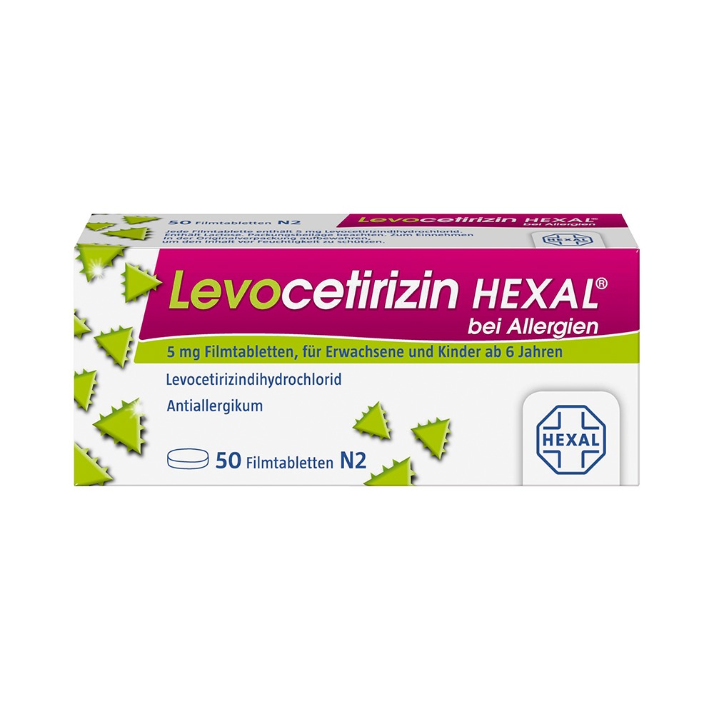 Levocetirizin Hexal bei Allergien 5 mg F 50  St