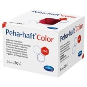 Produktabbildung: PEHA-HAFT Color Fixierbinde latexfrei 6 cm x 20m rot - 1 St